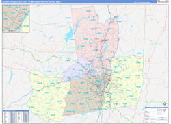 Albany-Schenectady-Troy Metro Area Wall Map Color Cast Style 2024
